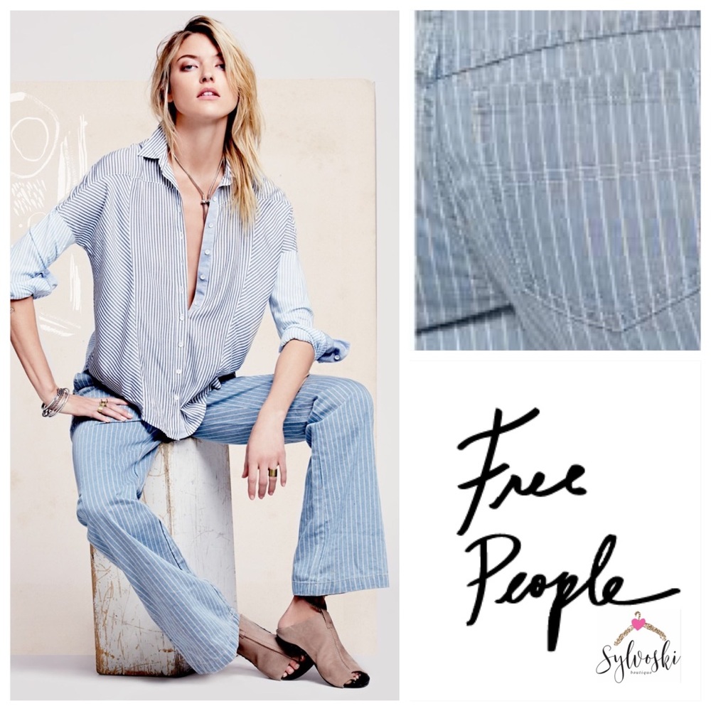 🆕Free People Railroad Stripe Flare Jeans